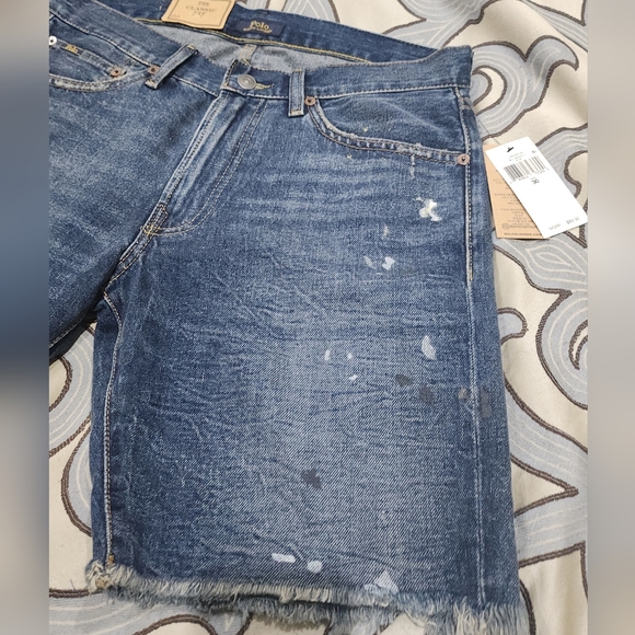 SOLD! NWT Polo Ralph Lauren Paint Spatter Cut off Classic Fit Denim Jean-Shorts - Picture 4 of 12
